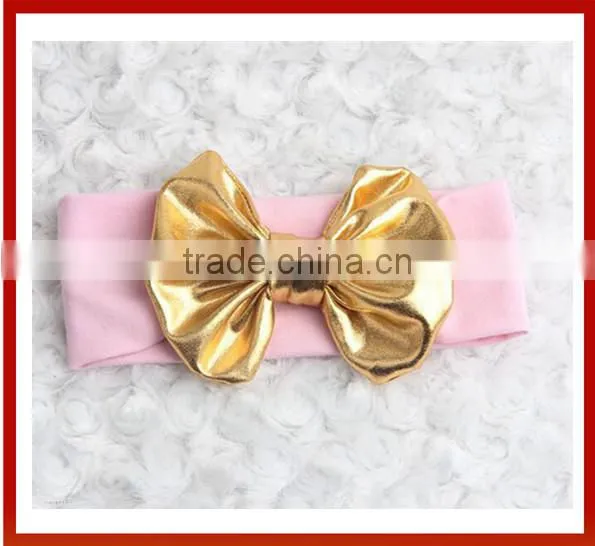 New Design 2015 Hair Crown Children Fabric Bow Design Baby Headband/Korean Design Baby Headband With Bows
