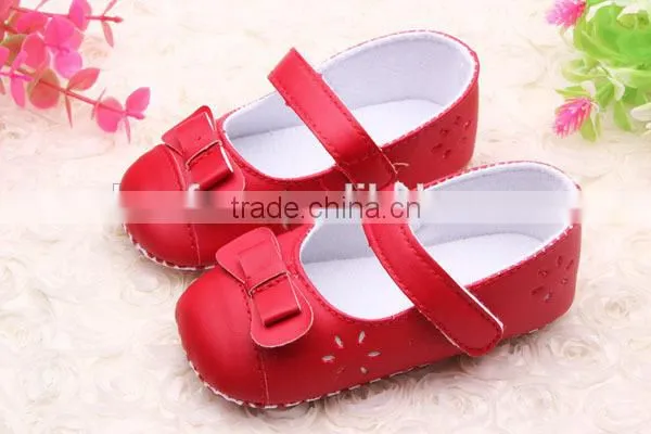 PU Leather Princess Bow Girls Kids Newborn Baby Flat First Walkers Shoes