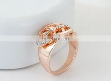 Engagement Women Rings Jewelry Gold Color Fashion White AAA CZ Cubic Zirconia Leaves Ring For Female Wedding Gift