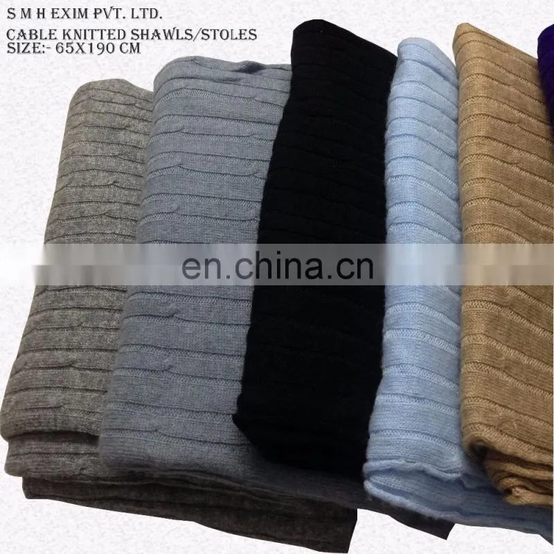 Pashmina Wool Cable knit stoles