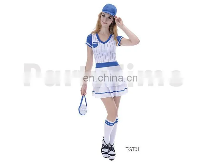 TGT01 wholesale party halloween carnival dress sexy sports girls short sleeve dress baseball costume