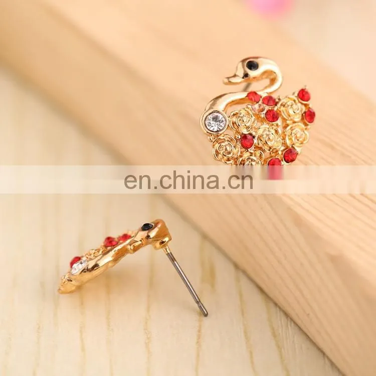 swan style ear stud rhinestone women fashion earring