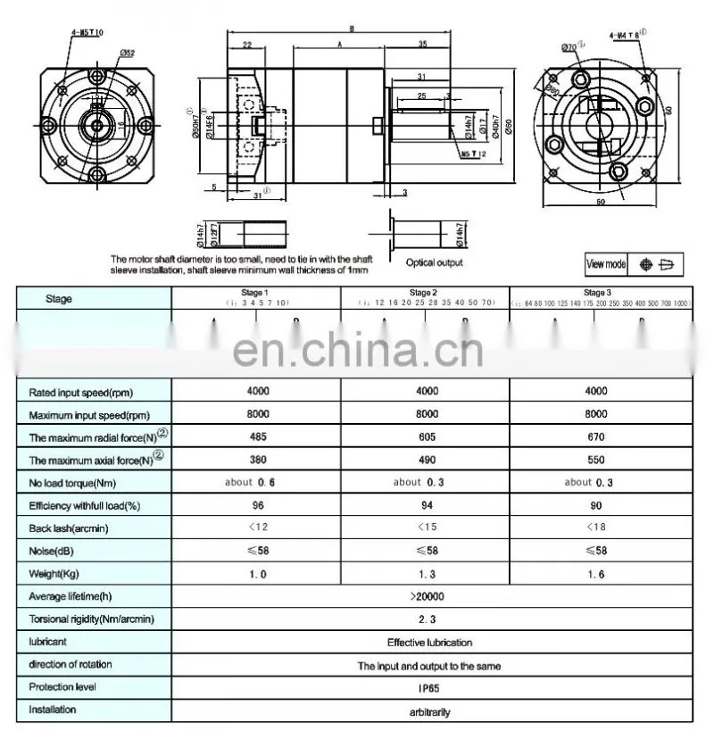 High Quality PLE Series Round Flange Planetary Gearbox PLE060 Single Stage 60mm Size Speed Reducer