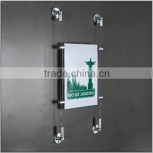Cable Wire Suspension Advertisement A4 Acrylic Pocket Display