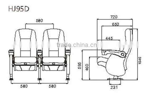 High quality Theater seating cinema seat fabric folding chair with cup holder HJ95D-E
