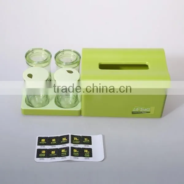 Rectangle plastic napkin box with condiment box 5 pcs/set