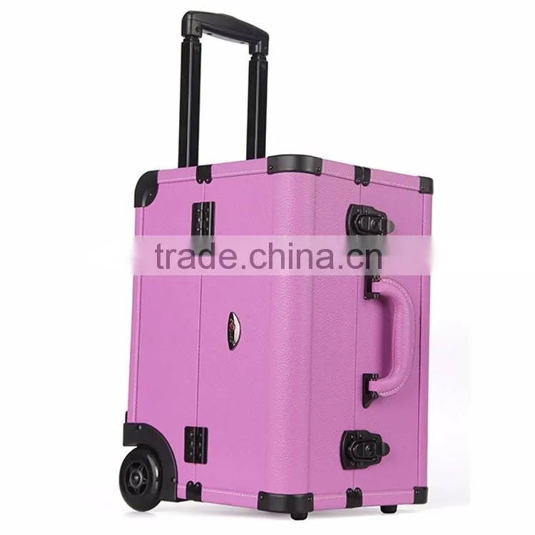 Guangzhou factory OEM professional soft rolling makeup case drawers / makeup trolley case for Artist
