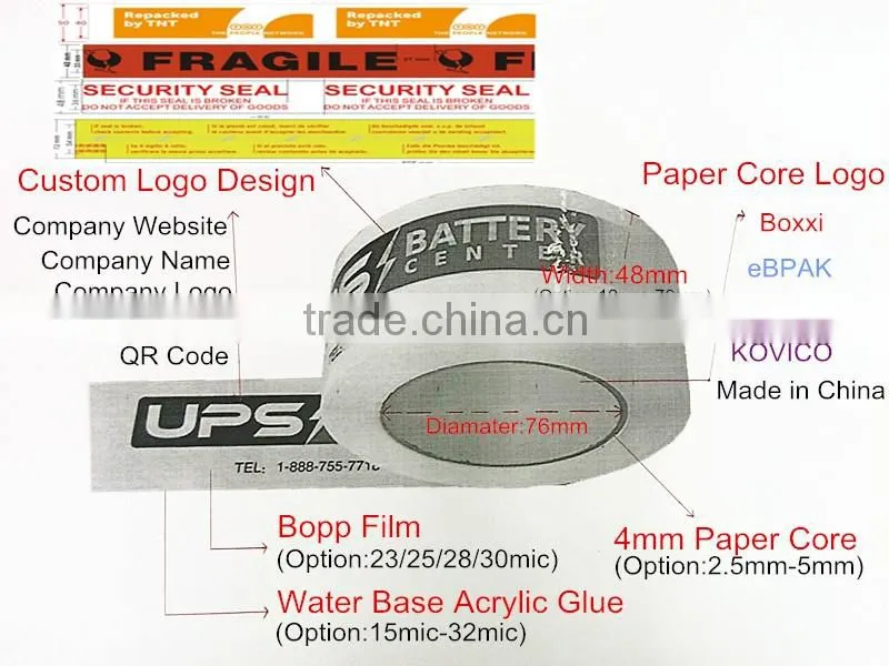 Custom Colorful Logo Printed Bopp Packing Sealing Tape