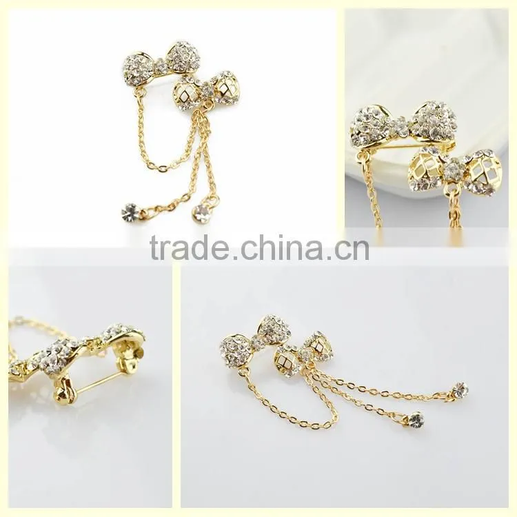 2014 fashion jewelry beauty queen crystal butterfly bow brooches