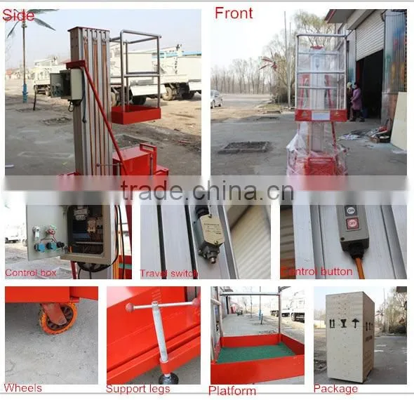 hydraulic aluminum alloy single mast single person telescopic lift