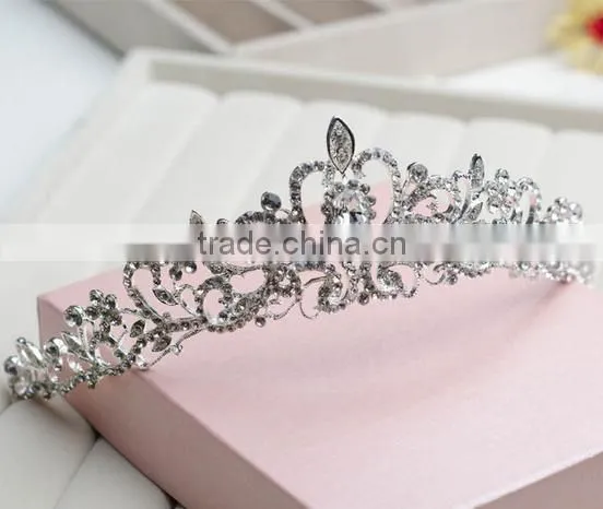 Gorgeous Sparkling Silver Big Wedding Diamante Pageant Tiara Hairband Crystal Bridal Crown For Bride