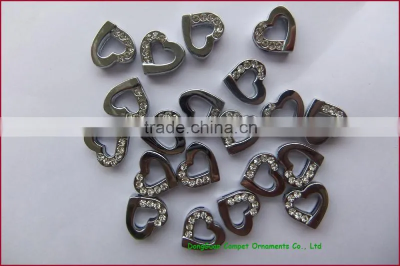 Special Price 10mm Half Rhinestone Heart Slide Charms for Pet Collar