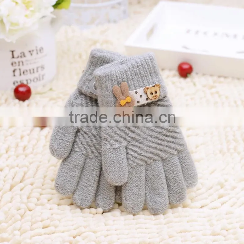 Children warm Cartoon knitted gloves, Full Finger lovely gloves