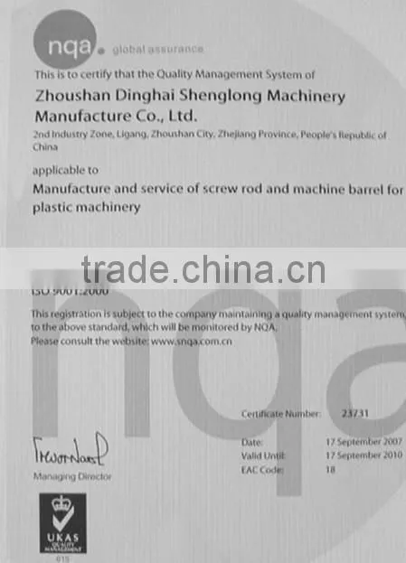 font flange of screw and barrel for plastic machine