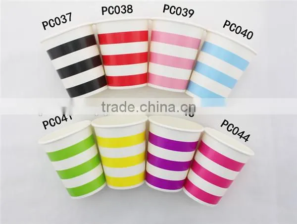 Party Suppllies Disposable 9 oz Blue Striped Paper Cups
