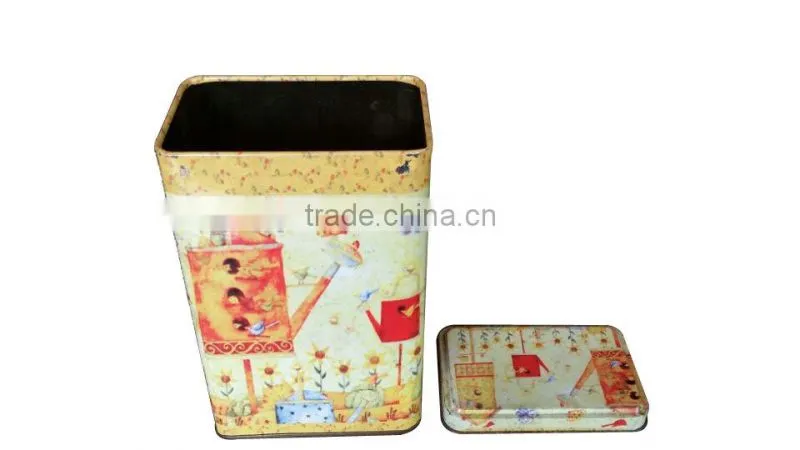 Vintage CMYK printed tin box for tea