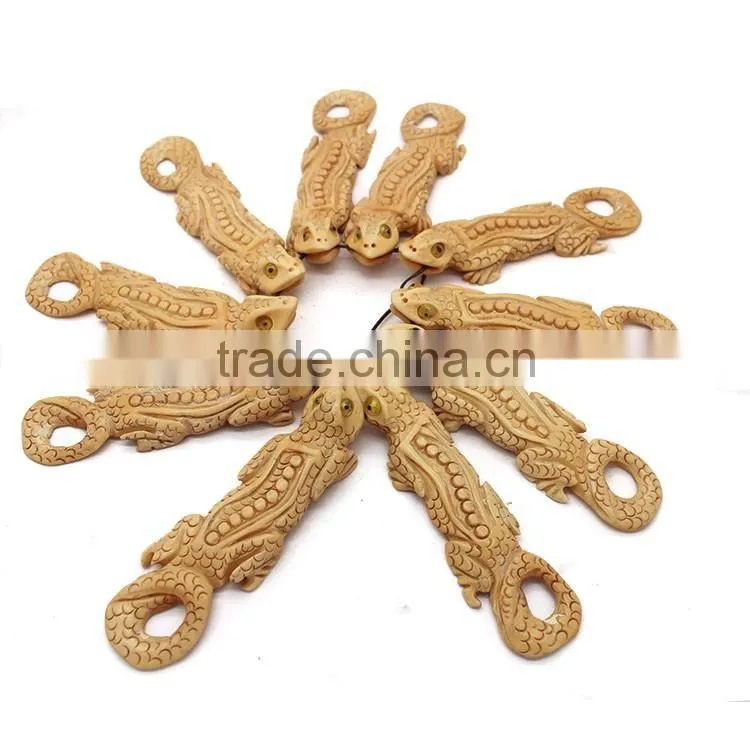OB040 Jewelry making Supplie,Amazing Bone carving,Detail Hand carved large Gecko