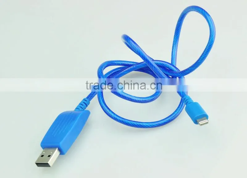 2015 hot selling Micro USB Data Cable with LED light for Iphone/Ipad