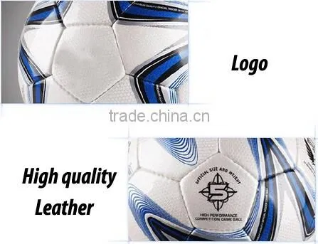 (120499)High quality shiny PU leather Butyl bladder soccer ball big blue star design football