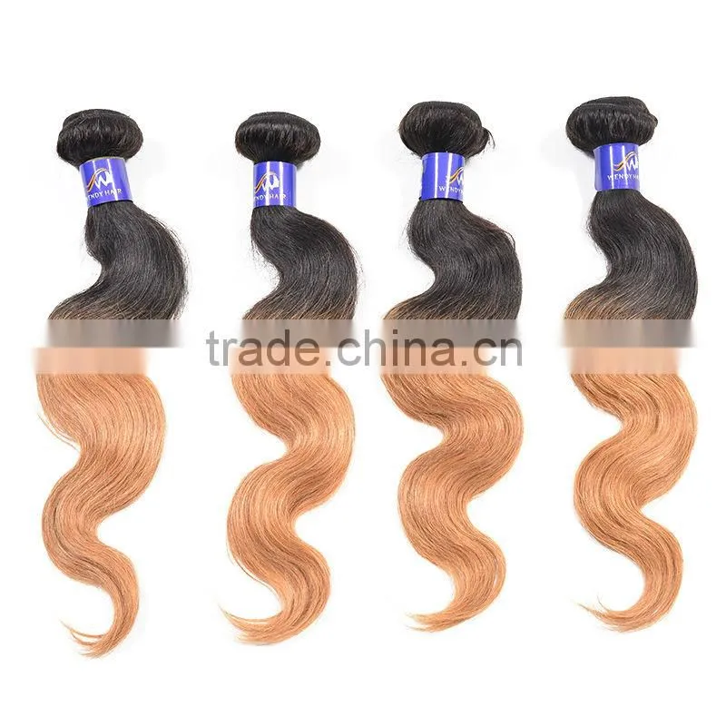 Wendy High Quality Virgin Remy Malaysian Ombre Color Body Wave Human Hair