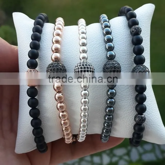 2016 Latest Unisex fashion bracelet Stainless Steel Bead Bracelet 7''