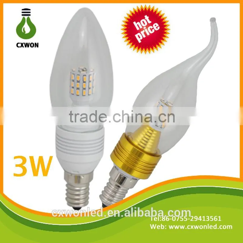 250LM Light Candle, Aluminum LED Candle Wholesale, E14 LED Candle Bulbs 3W 5W