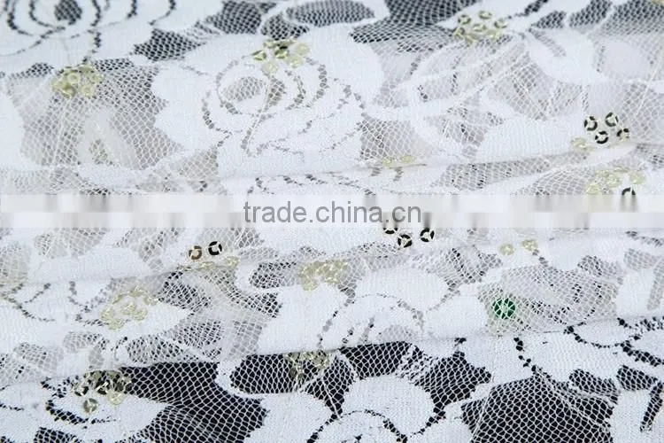 2016 new fancy cheap stretch embroidery sequined designer dress fabrics