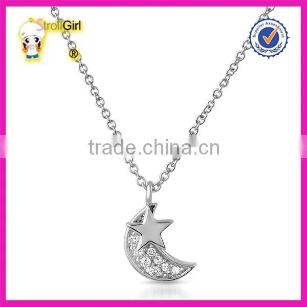 OEM Moon and Star Jewelry S925 Sterling Silver Necklace