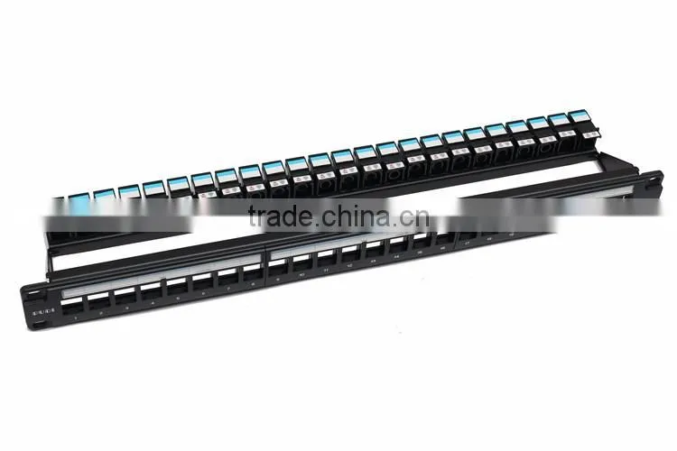Empty patch panel, 24 Port 1U Keystone Jack Snap in Blank Panel for Cat5e Cat6 RJ45 19 inch