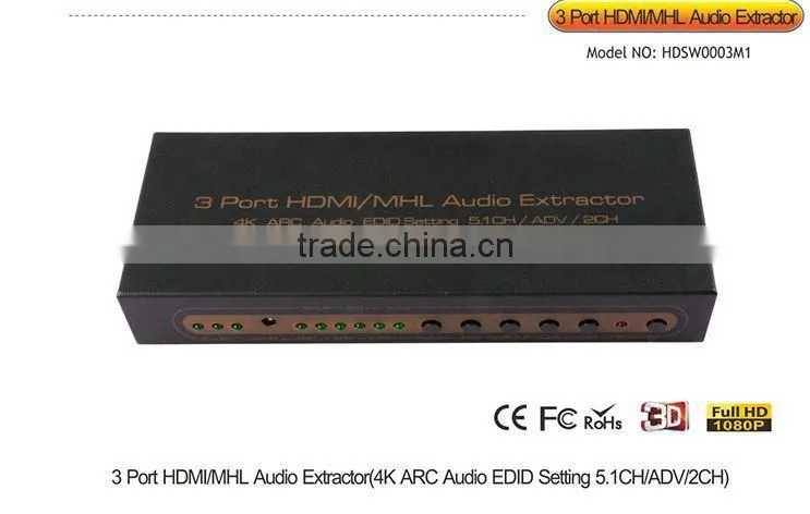 3 in 1 out hdmi switch with audio output 4k
