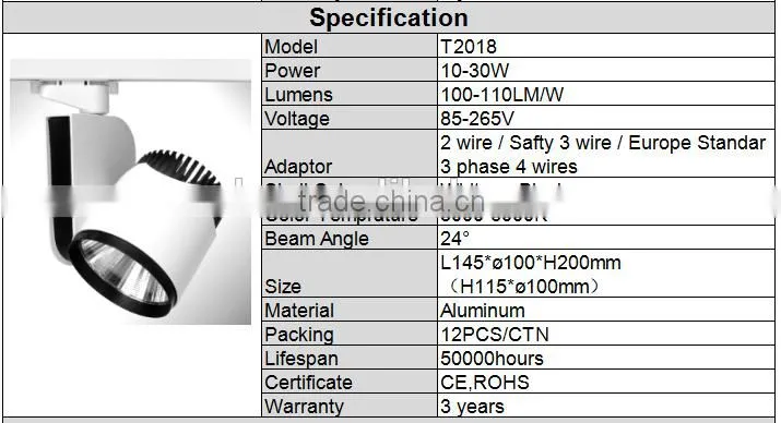 LED Track Light System, LED Track Spot Light 10-30W