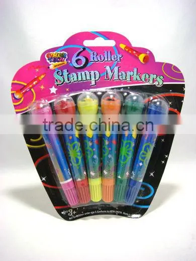 6PCS Stamp Markers/Marker with A Roller Stamp/Rolling Stamp Water Color Marker