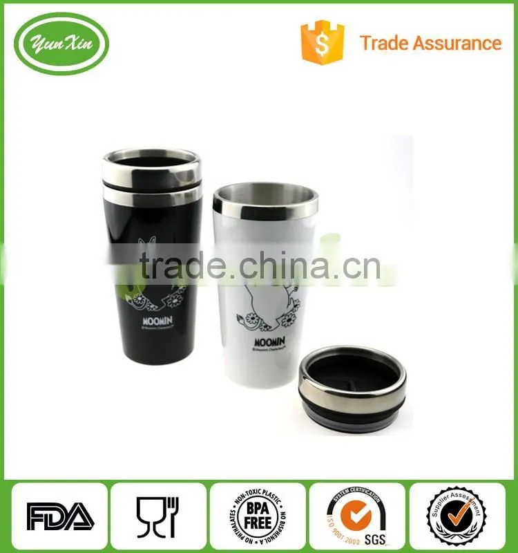 Eco friendly latest promotional printing moomin stainless steel travel mug/auto mug
