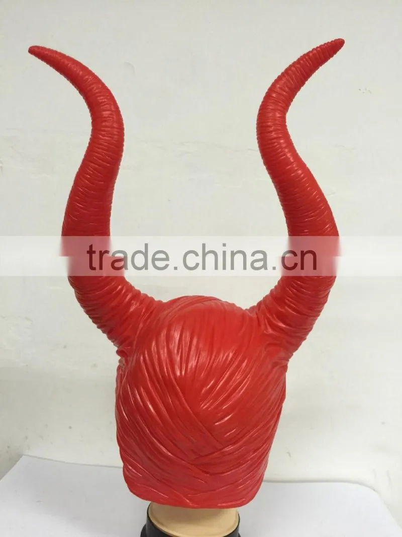 Halloween Party Cosplay dark witch rubber Costume dress Carnival costume Horn Headpiece Helmet Maleficent Hat