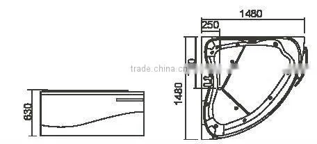 Cheap massage Bathtub WS-028 with jets