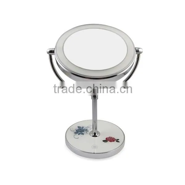 metal compact mirror / led compact shaving mirror / table lighted makeup mirror