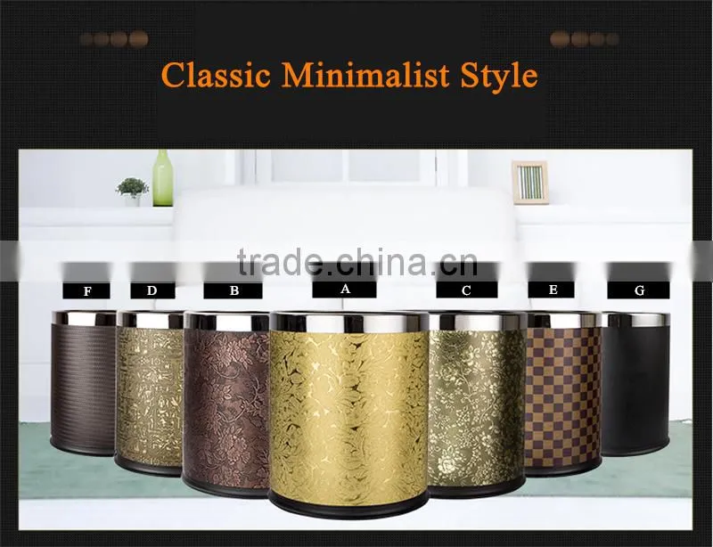 good quality hotel guest room equipment waterproof leather dustbin