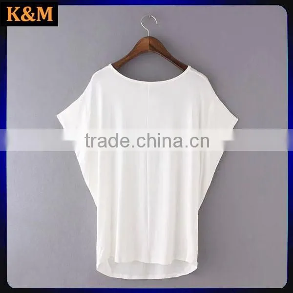 ladies custom print t shirt casual bat wings sleeves t shirt