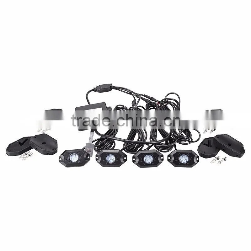 4piece a group 9W RGB LED Rock Light kit Fender Under Car Truck Vehicle Crawler light for Offroad SUV 4WD ATV
