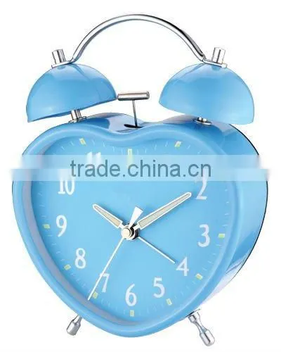 heart shape metal case mechanical alarm clock, desktop clock, Bedside clock, candy color clock