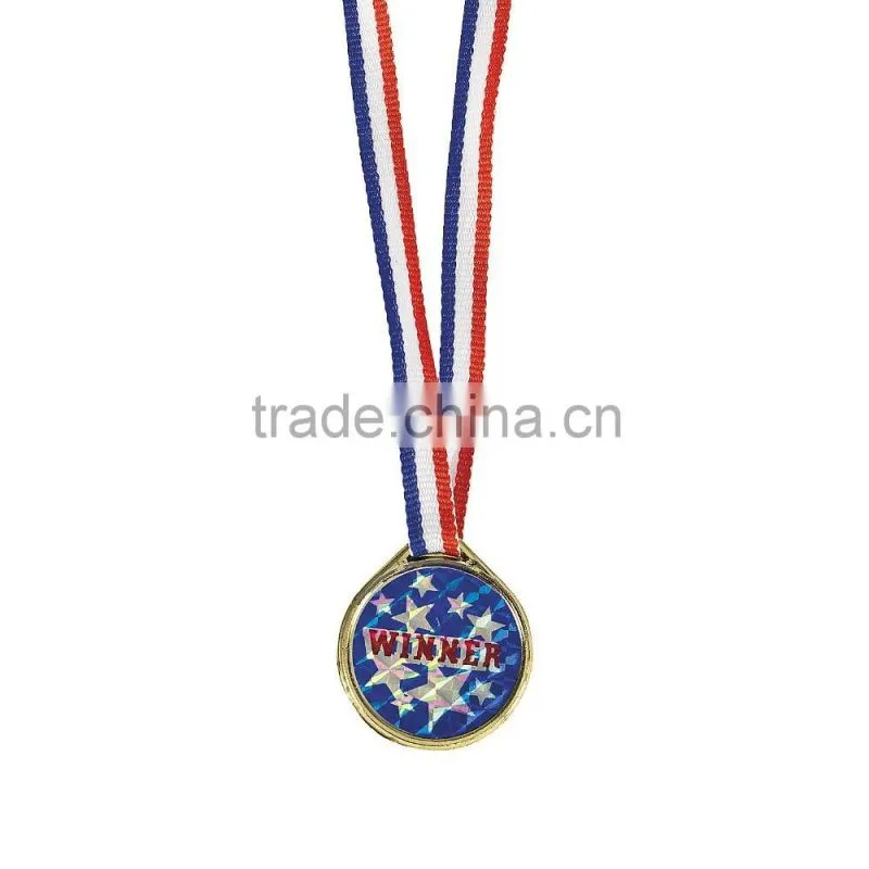 Cheap Wholesale Custom Plastic Gold Plated Graduate Award Laser Medals with Ribbon for Promotional Gifts