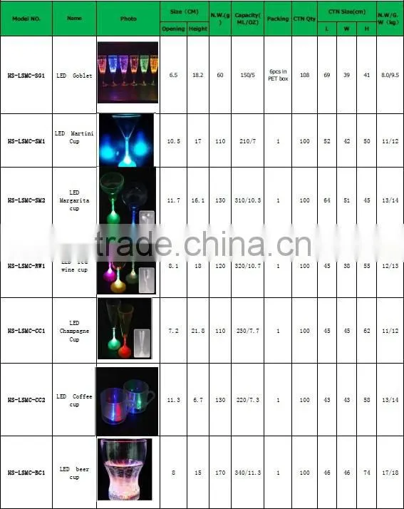 China Led Yard Cup Flashing Yard Glass Champagne Cup