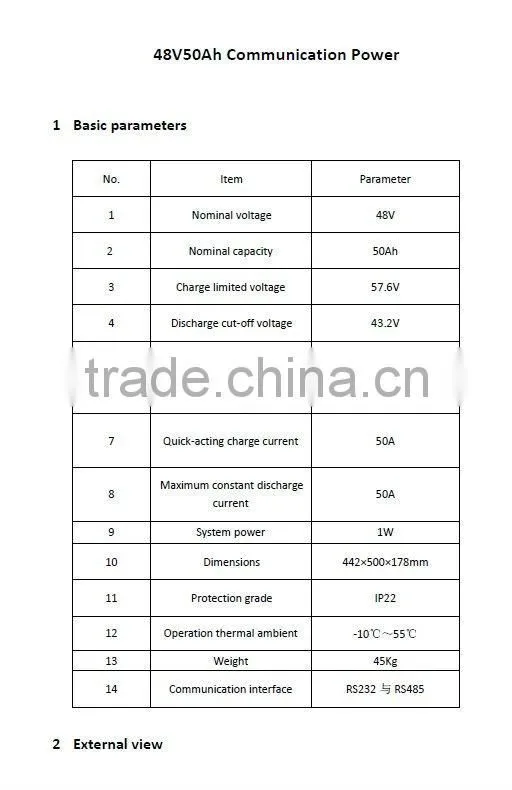 48v50ah battery module for telecom