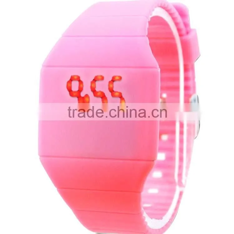 Fashion LED Digital candy silikon unisex water resistant touch screen led watch