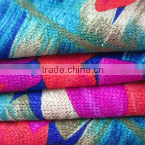 2014 nice design poly spun knitted printing fabric