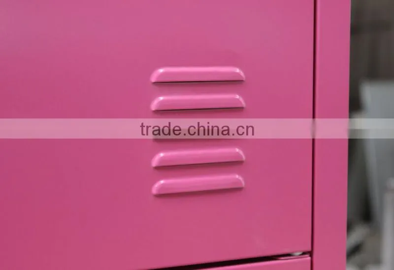 Number lock 3 tier pink metal locker cabinet