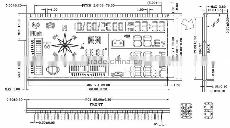 7 segment 1 digit lcd panel