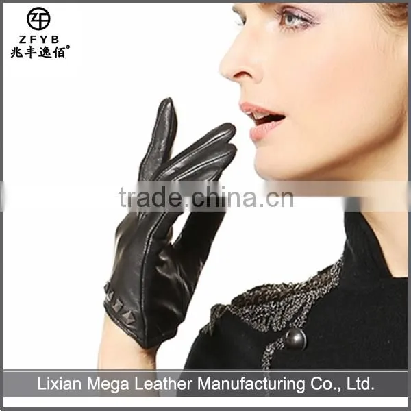 High quality ladies cheap custom driver leather gloves with naps