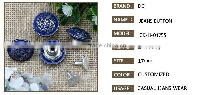 17mm Oeko tex100 wholesale fashion custom metal snap button for jacket