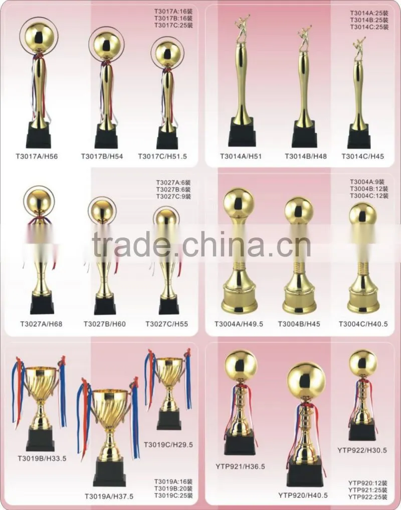 Three sizes gold craft metal souvenir trophy cup